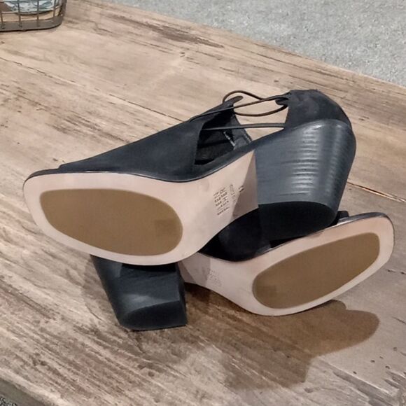 Eileen Fisher Vero Couio Alfie nubuck suede  block heels in black Size 11 NWT - Picture 8 of 8